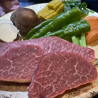鉄板焼 石狩 - 宗谷岬牧場産「宗谷黒牛」
                    　フィレステーキ50g
                        サーロインステーキ60g
                    季節の焼き野菜