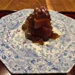 和食しんくろ - 宮城 気仙沼　鰹炙り　自家製ポン酢ジュレ　花穂