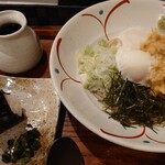 蕎麦の実 - 鶏天温玉親子そばと天むす