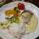 キッチン ブルー グローブ - ワンプレートにして