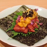 肉割烹 よし田 - 雲丹とお肉が合うように計算したうにく