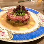 創作料理Ryota  - ・宮城県産仙台黒毛和牛とイチローファーム焼き茄子　極上タルタルユッケ　ハーフ（￥2,990）