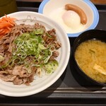 松屋 - ２種盛牛焼肉丼＋ソーセージ半熟玉子