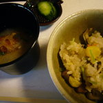 Sakuratei - 紅葉狩膳（3800円）…「炊き込みご飯」＆「レンコンのすり流し」