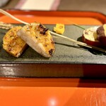 一石三鳥 - 焼物　蓮根と海老の黄金焼、さつまいも炉端焼き