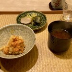 霞町 やまがみ - 雲丹ご飯 香の物 味噌汁