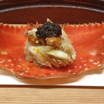 松川 - 渡り蟹の飯蒸し、ベルーガのキャビアを合わせて。絶品。