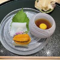 銀座 京都 鮨まつもと - 雲丹イカそうめん