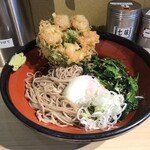 そばの神田東一屋 - アサソバビンボー！　
      冷し朝そば＋えびかき揚げ！