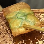 串かつ あーぼん - オクラ、エビの薄切りと