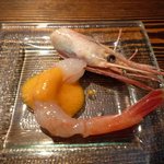 フレンチレストラン・プレジール - アミューズ　秋田の甘エビ　トマトソース