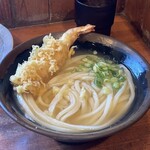 中村うどん - 釜たまうどん(海老天追加)