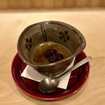 日本料理 かしづき - ほうじ茶プリン　花豆　和三盆の蜜