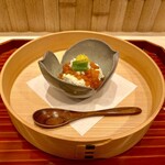 日本料理 かしづき - 飯蒸し　新イクラ　湯葉　長芋