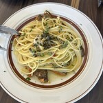 IL PLANETARIO - チップのインパデッラと紫蘇の実、昆布出汁のアーリオ・オーリオ・エ・ペペロンチーノ