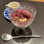 イル アオヤマ - ザバイオーネ、ナガノパープルのソルベ、バニラジェラート