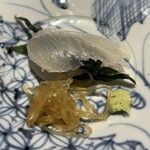 鮨処 池上 - 天草のメイチダイ 金時草 素麺かぼちゃ