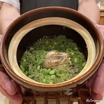 御料理 寺沢 - のどぐろの炭火焼と香豆とパドロンの刻みの炊込みごはん