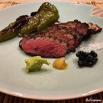 御料理 寺沢 - アナグマと万願寺唐辛子の備長炭焼