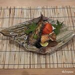 御料理 寺沢 - 幼雌穂に鮎一夜干し､銀杏の素揚げ､喜知次焼､唐墨に無花果の田楽､酸漿の中には卵黄味噌漬