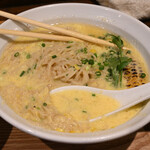 NIBOSHI MANIA - 恵味の冷やし嶽きみソバの麵のスープ