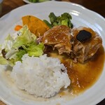 キッチン ブルー グローブ - ワンプレートにして