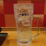 驛麺家 - 大レモンサワー(700ml) (税込)500円 ※正面から (2024.09.10)