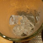 驛麺家 - 大レモンサワー(700ml)を飲み終えると…。結構氷が多かった(苦笑) ※上から (2024.09.10)