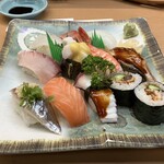 すし鶴 - 右上にワサビあるやろ。
      あれは別でワサビ多めって言うて付けてもらってる。