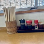手打ちうどんますや - シンプルな卓上のお供たち
