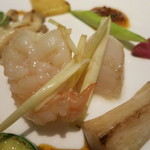 カントニーズ 燕 - エビとホタテ、季節野菜の炒め　海老部分あっぷ