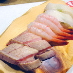 うまい鮨勘 仙台東口支店 - 『炙り大トロ』『甘海老』『エンガワ』