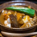 よし町 - 2024.9 大津港産常陸乃国いせ海老 天然茸ソース ヤマドリタケ タマゴタケ 土浦産オクラ