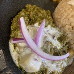 旧ヤム邸  - かぼちゃとひよこ豆のグリーン牛豚キーマ