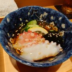 天冨良 麻布よこ田 - 酢の物のタコ、柔らかいです