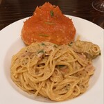 四次元食堂 南インドオステリア - スパゲッティ　ずわい蟹と青唐辛子のペペロンチーノ。