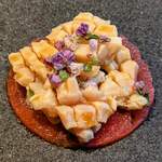 鉄板焼きWAGYU LIVERARY - 花咲ミノの湯引き 大根の浅漬け(最高級黒毛和牛スタンダードコース)