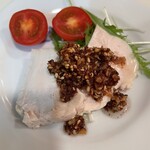 錦 - お通し　鶏むね肉