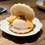 動悸 - フォアグラを超えた！鶏白レバーとあんぽ柿の最中