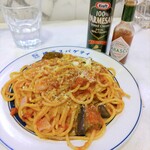 横浜スパゲティ アンド カフェ - ★★★★ナスとベーコンの旨辛アラビアータ 968円 麺がモチモチで量も多くCP高い！