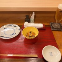 赤吉 - 大豆の煮物。此方の定番のお通しだそうです