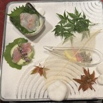 KANAZAWA DINING きざはし - 近江町市場より刺身3種盛り合わせ(鯛、鰤、秋刀魚)