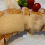 キッチン ブルー グローブ - 正面から、ムース状のソース