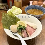 百日紅 - 特製煮干し辛つけ麺（麺半）1600円＋キャベツ 120円