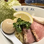 百日紅 - 特製煮干し辛つけ麺（麺半）1600円＋キャベツ 120円