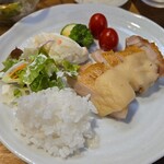 キッチン ブルー グローブ - ワンプレートにして