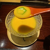 和食割烹 やまぼうし - 栗かぼちゃの摺流し，オクラと摺流しスプーン上げ