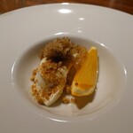 キャトルラパン 北梅田 - アールグレイのかき氷をかけたパンナコッタ