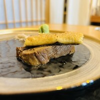 肉割烹 五平 - 牛タンスープ蒸し 鰻白焼 山葵 マルドンスモークソルト