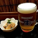 俺の中華たなか家 - 先着は「サントリートリプル生中」にサービスオツマミ「豆苗とチーズの生ハム巻き」♬